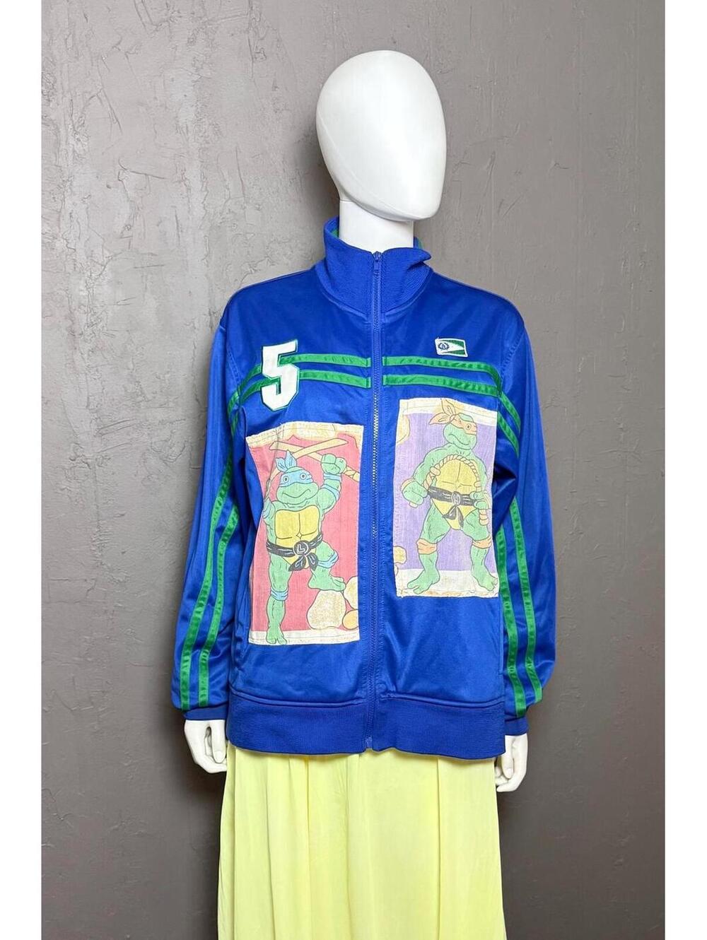 80's-90's TMNT Track Jacket XL Upcycled Teenage Mutant Ninja Turtles Trainer